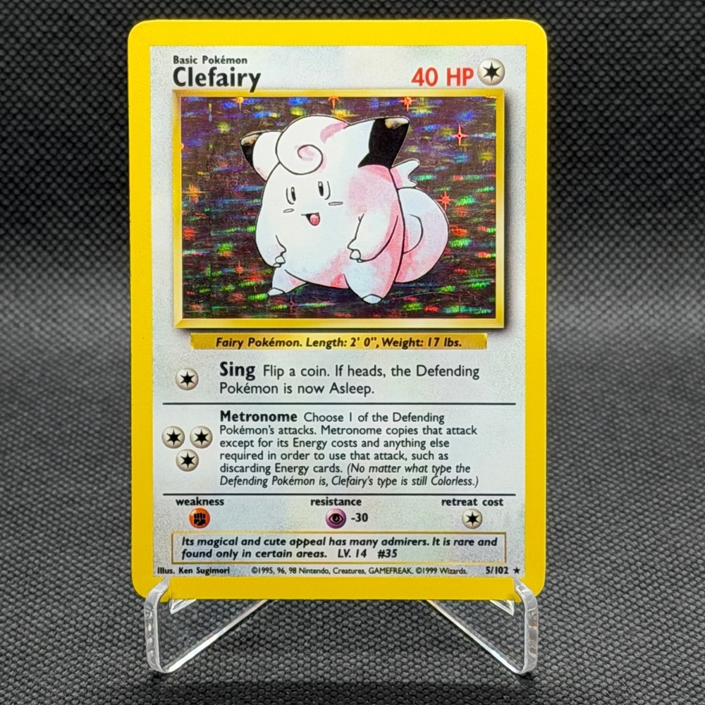 Pokemon Clefairy Base Set Holo Rare 1999 #5 LP Card